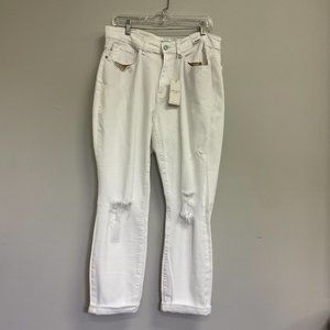 Judy Blue Womens White 5 Pockets Design Straight Leg Boyfriend Jeans Size 16 W